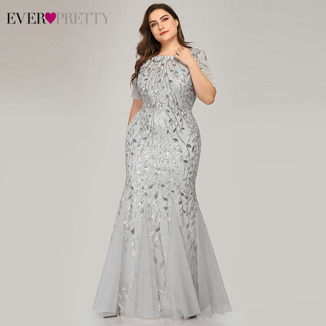 Plus Size Elegant Evening Dresses Saudi Arabia Ever Pretty Mermaid Sequined Lace Appliques Mermaid Long Dress 2019 Party Gowns