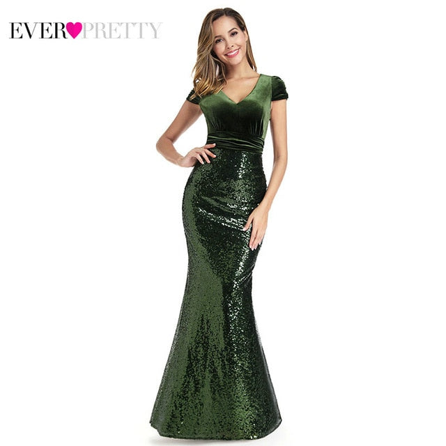 Robe De Soiree Ever Pretty EZ07767 New Sexy V-neck Sleeveless Mermaid Burgundy Long Evening Dresses Elegant Abendkleider 2019