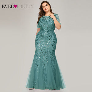 Plus Size Elegant Evening Dresses Saudi Arabia Ever Pretty Mermaid Sequined Lace Appliques Mermaid Long Dress 2019 Party Gowns