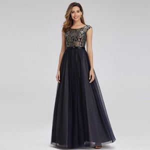 Contrast Color Evening Dresses Ever Pretty EP00976 A-Line O-Neck Lace Elegant Formal Party Gowns Patchwork Robe De Soiree