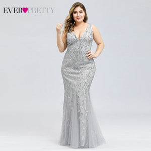 Plus Size Elegant Evening Dresses Saudi Arabia Ever Pretty Mermaid Sequined Lace Appliques Mermaid Long Dress 2019 Party Gowns