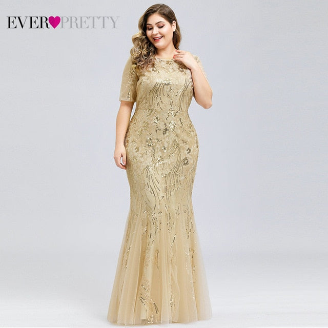 Plus Size Elegant Evening Dresses Saudi Arabia Ever Pretty Mermaid Sequined Lace Appliques Mermaid Long Dress 2019 Party Gowns