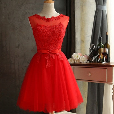 HJZY65X#Lace up Champagne grey red short bridesmaid dresses wholesale cheap wedding party dress girls prom gown 2019 wholesale