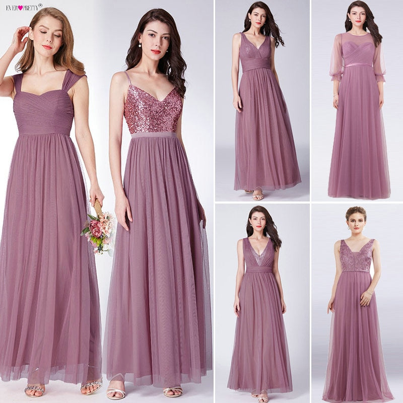 Dust Pink Bridesmaid Dresses Long Ever Pretty Women Elegant Dresses For Weddings Party Guest Gowns Vestido De Festa Longo 2019