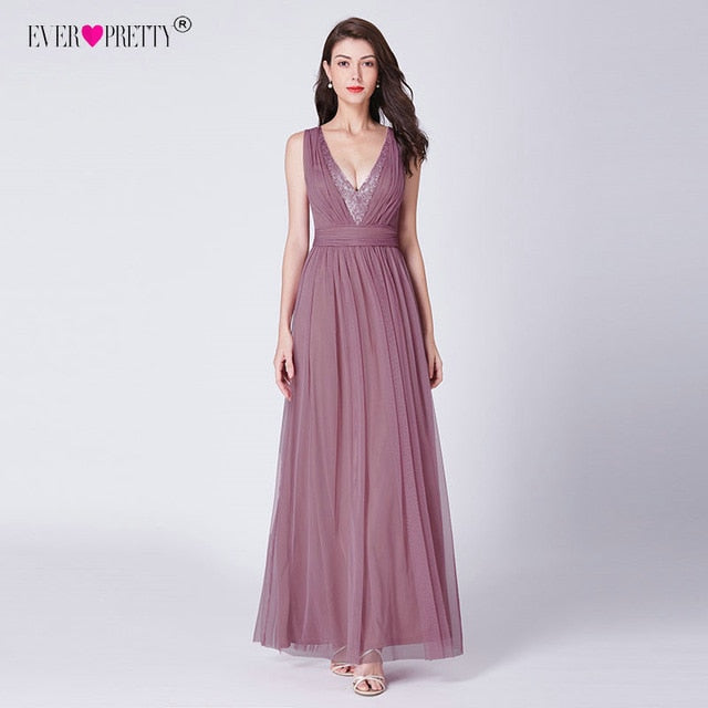 Dust Pink Bridesmaid Dresses Long Ever Pretty Women Elegant Dresses For Weddings Party Guest Gowns Vestido De Festa Longo 2019