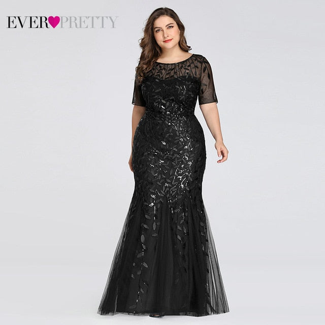 Plus Size Elegant Evening Dresses Saudi Arabia Ever Pretty Mermaid Sequined Lace Appliques Mermaid Long Dress 2019 Party Gowns