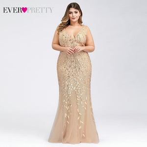 Plus Size Elegant Evening Dresses Saudi Arabia Ever Pretty Mermaid Sequined Lace Appliques Mermaid Long Dress 2019 Party Gowns