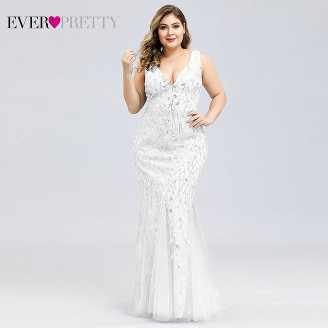 Plus Size Elegant Evening Dresses Saudi Arabia Ever Pretty Mermaid Sequined Lace Appliques Mermaid Long Dress 2019 Party Gowns