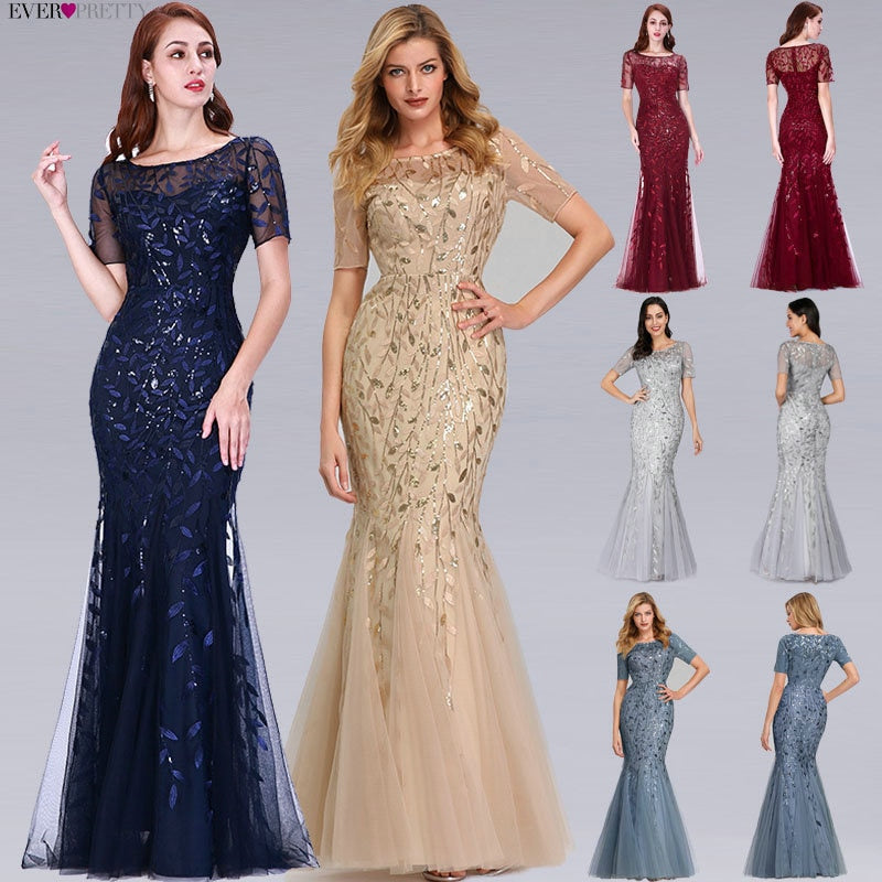 Burgundy Bridesmaid Dresses Ever Pretty Elegant Mermaid O Neck Sequined Wedding Party Dress Formal Gowns Robe De Soiree 2019