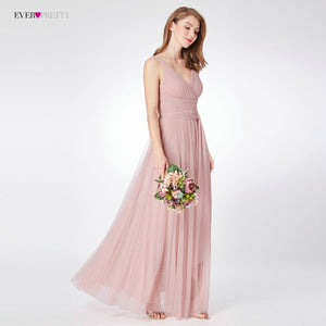 Blush Pink Bridesmaid Dresses Ever Pretty EP07303 Sweetheart A-line V-neck Sleeveless Wedding Party Dress Elegant for Women