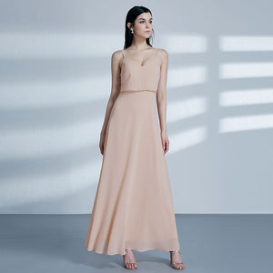 Blush Pink Bridesmaid Dresses Ever Pretty EP07303 Sweetheart A-line V-neck Sleeveless Wedding Party Dress Elegant for Women