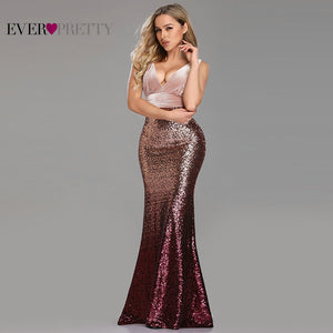 Robe De Soiree Ever Pretty EZ07767 New Sexy V-neck Sleeveless Mermaid Burgundy Long Evening Dresses Elegant Abendkleider 2019