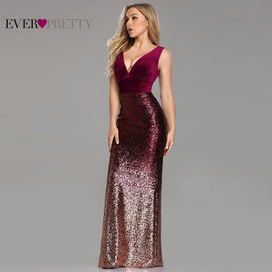 Robe De Soiree Ever Pretty EZ07767 New Sexy V-neck Sleeveless Mermaid Burgundy Long Evening Dresses Elegant Abendkleider 2019