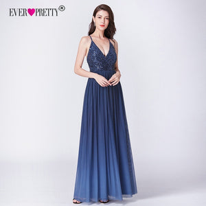 Robe De Soiree 2019 Ever Pretty EP07468NB New Elegant A Line V Neck Backless Long Formal Evening Dresses Sequined Party Gowns