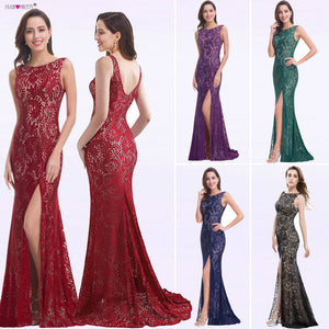 Mermaid Evening Dress Ever Pretty EP08859 2019 Long Sexy Sleeveless Split Formal Celebrity Lace Evening Gown Dresses robe longue