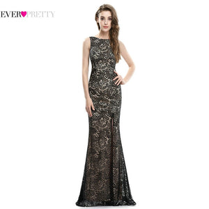 Mermaid Evening Dress Ever Pretty EP08859 2019 Long Sexy Sleeveless Split Formal Celebrity Lace Evening Gown Dresses robe longue