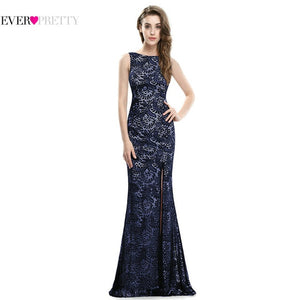 Mermaid Evening Dress Ever Pretty EP08859 2019 Long Sexy Sleeveless Split Formal Celebrity Lace Evening Gown Dresses robe longue