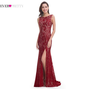 Mermaid Evening Dress Ever Pretty EP08859 2019 Long Sexy Sleeveless Split Formal Celebrity Lace Evening Gown Dresses robe longue