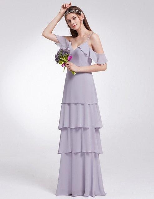 Bridesmaid Dresses Ever Pretty 07211 Sexy One Shoulder Chiffon A-line Ruffles Floor-Length Belt Gowns Beach Wedding Guest Dress