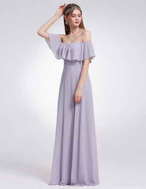 Bridesmaid Dresses Ever Pretty 07211 Sexy One Shoulder Chiffon A-line Ruffles Floor-Length Belt Gowns Beach Wedding Guest Dress