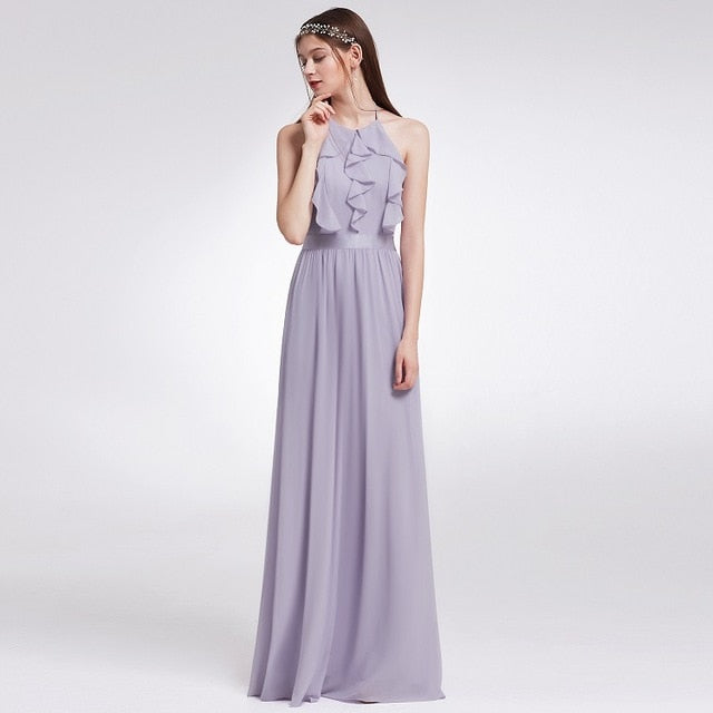 Bridesmaid Dresses Ever Pretty 07211 Sexy One Shoulder Chiffon A-line Ruffles Floor-Length Belt Gowns Beach Wedding Guest Dress