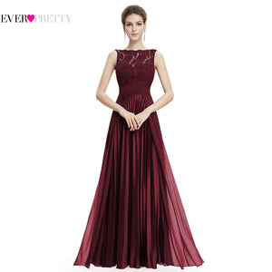 Ever Pretty Evening Dresses Gorgeous Formal Round Neck Lace Long Sexy Red Women Party 2019 EP08352 Special Occasion Party Dress