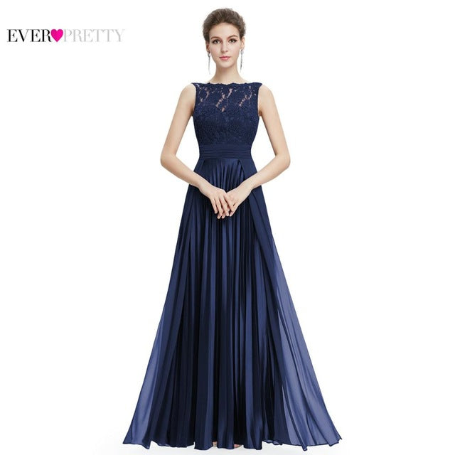 Ever Pretty Evening Dresses Gorgeous Formal Round Neck Lace Long Sexy Red Women Party 2019 EP08352 Special Occasion Party Dress