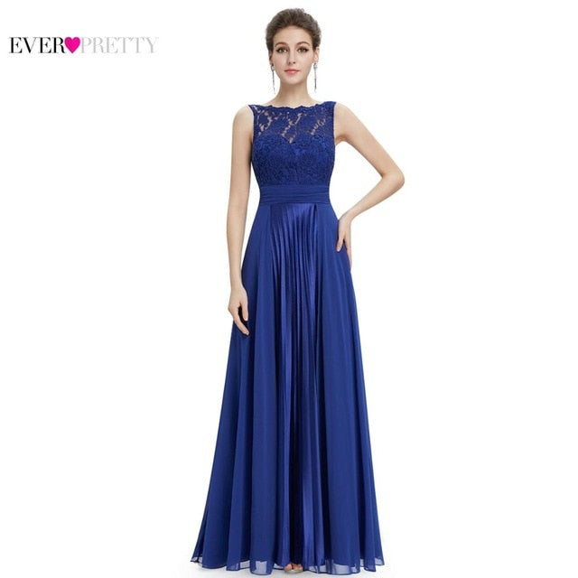 Ever Pretty Evening Dresses Gorgeous Formal Round Neck Lace Long Sexy Red Women Party 2019 EP08352 Special Occasion Party Dress