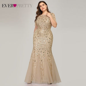 Plus Size Elegant Evening Dresses Saudi Arabia Ever Pretty Mermaid Sequined Lace Appliques Mermaid Long Dress 2019 Party Gowns