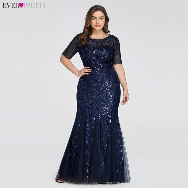 Plus Size Elegant Evening Dresses Saudi Arabia Ever Pretty Mermaid Sequined Lace Appliques Mermaid Long Dress 2019 Party Gowns