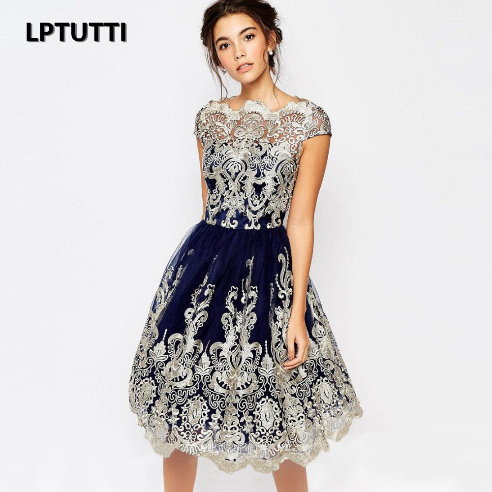 LPTUTTI Embroidery New Woman Plus Size Social Festive Elegant Formal Prom Party Gowns Fancy Short Luxury Cocktail Dresses