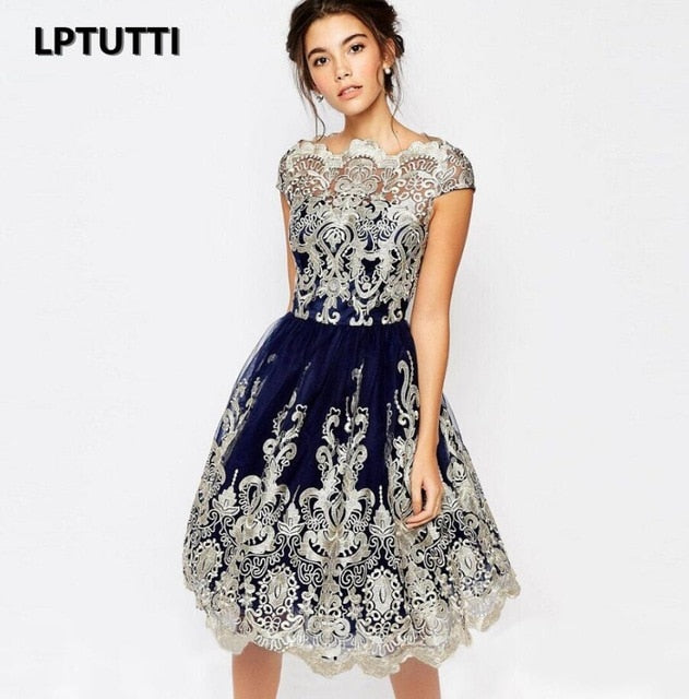 LPTUTTI Embroidery New Woman Plus Size Social Festive Elegant Formal Prom Party Gowns Fancy Short Luxury Cocktail Dresses