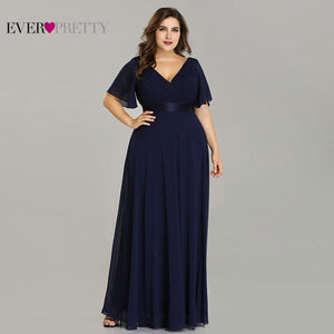 Long Bridesmaid Dresses Plus Size Ever Pretty Elegant A Line V Neck Short Sleeve Burgundy Dress For Wedding Party Guest Vestidos