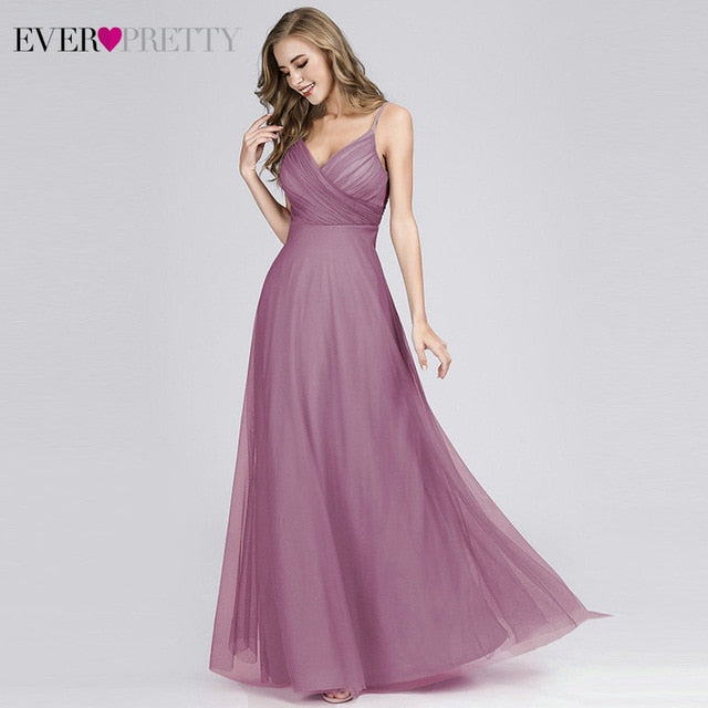 Blush Pink Bridesmaid Dresses Ever Pretty EP07303 Sweetheart A-line V-neck Sleeveless Wedding Party Dress Elegant for Women