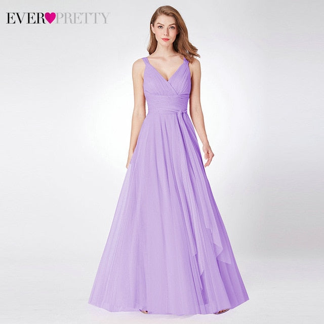 Blush Pink Bridesmaid Dresses Ever Pretty EP07303 Sweetheart A-line V-neck Sleeveless Wedding Party Dress Elegant for Women