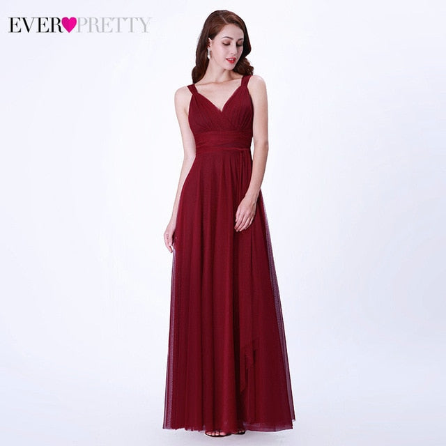 Blush Pink Bridesmaid Dresses Ever Pretty EP07303 Sweetheart A-line V-neck Sleeveless Wedding Party Dress Elegant for Women