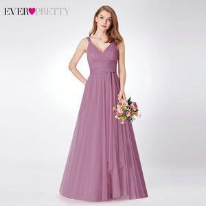 Blush Pink Bridesmaid Dresses Ever Pretty EP07303 Sweetheart A-line V-neck Sleeveless Wedding Party Dress Elegant for Women